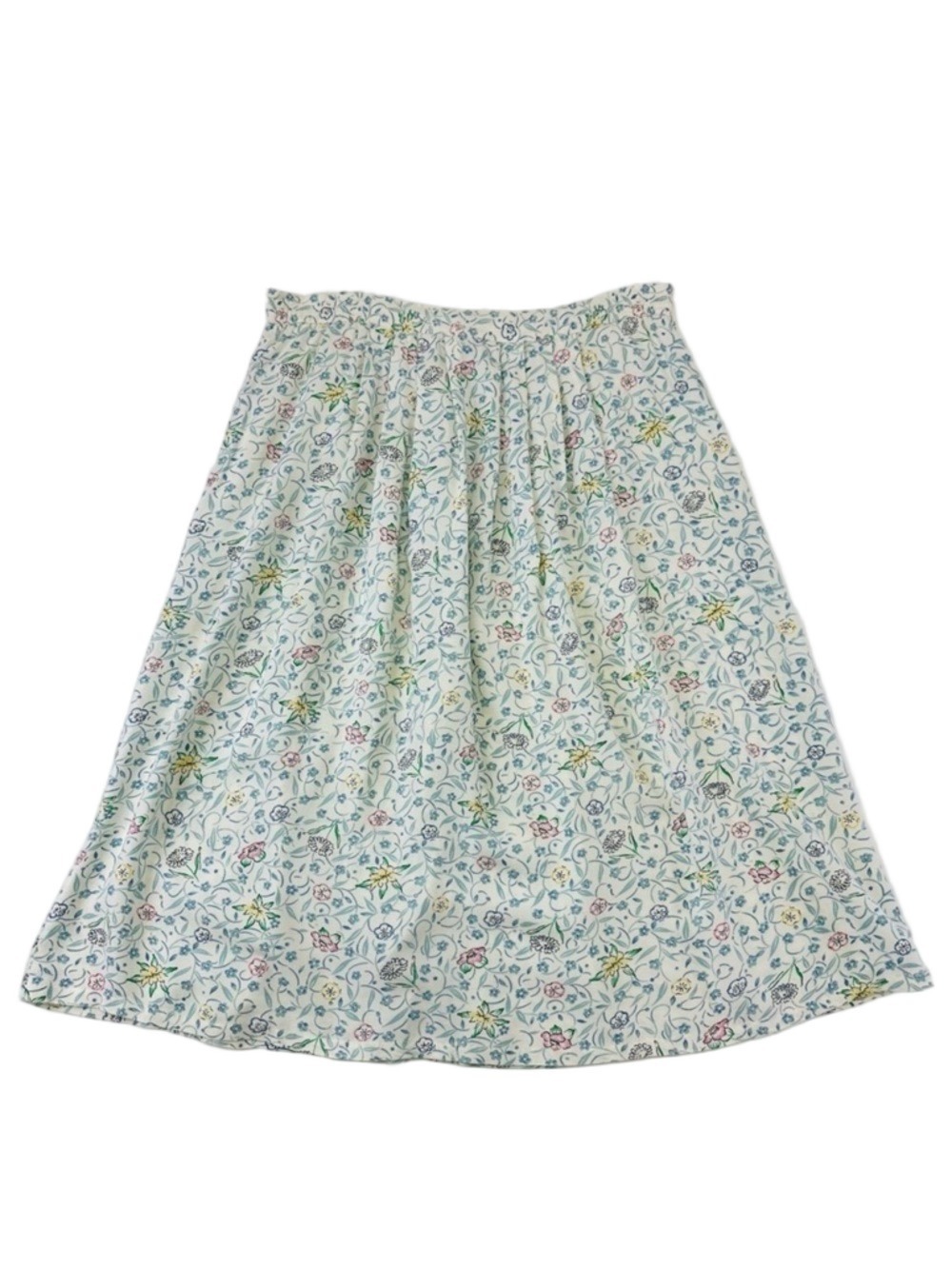 Vintage 90s floral Cottagecore rayon aline unlined skirt Large pockets